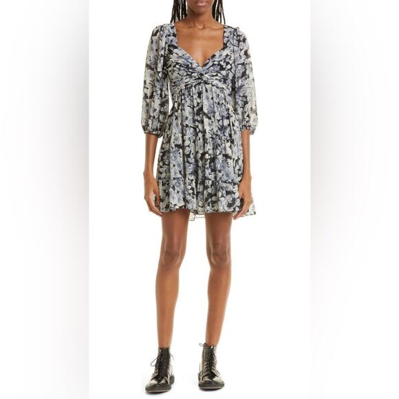 NWT New Cinq à Sept Harlie Floral Print Balloon Sleeve Dress Size 6 - Picture 1 of 8